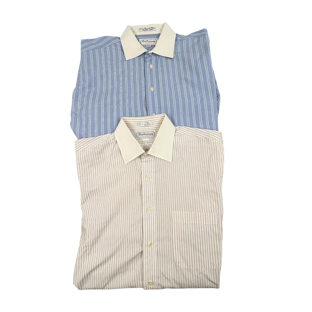 Burberrys Of London Mens Dress Shirt Lot French Cuff Striped Cotton 16-15.5
